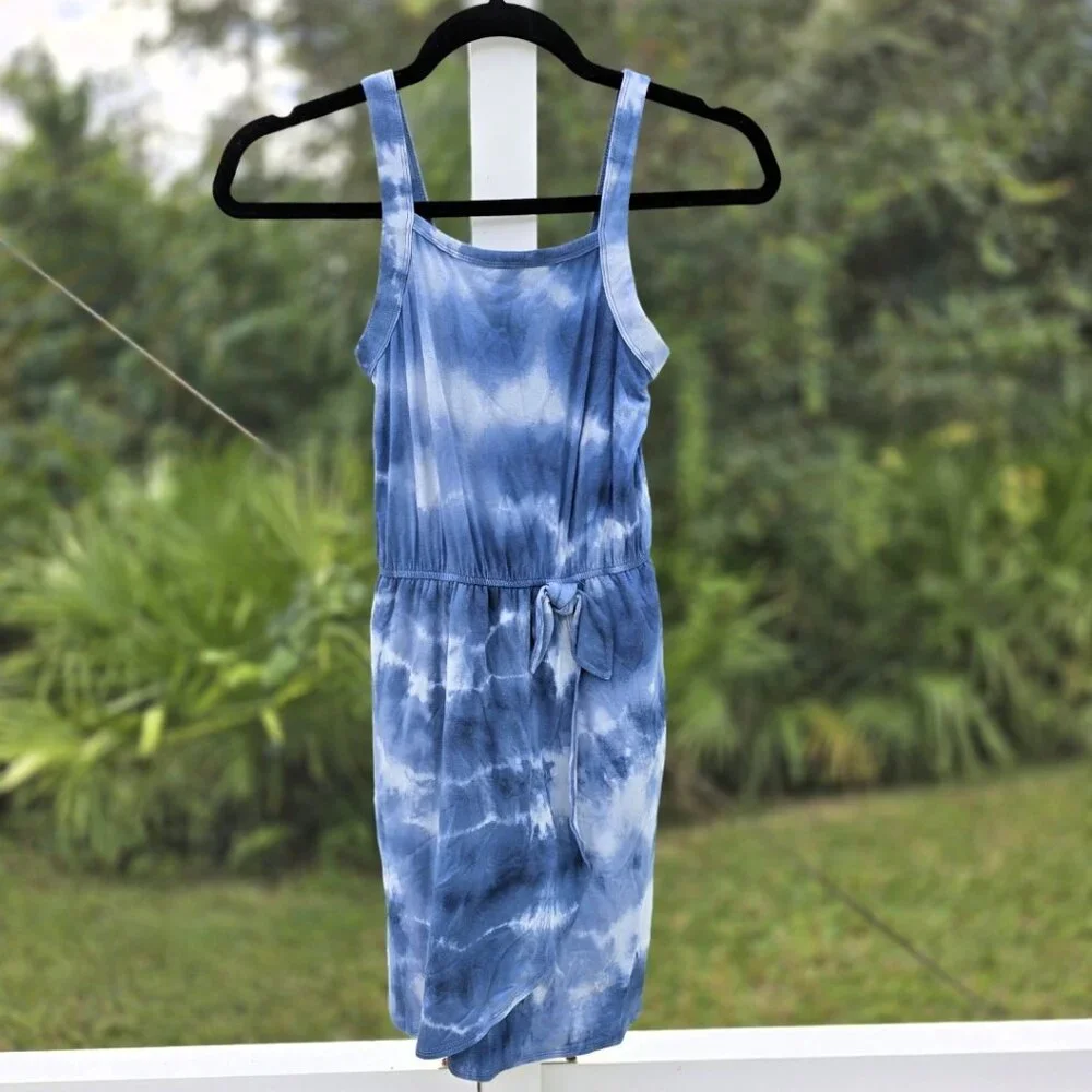 Abercrombie Kids Blue Tie-Dye Dress with Pockets & Bow – Size 9/10 - Picture 1 of 4